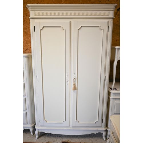 263 - Laura Ashley 'Provencale' Ivory double wardrobe with panelled doors enclosing hanging rail and two a... 