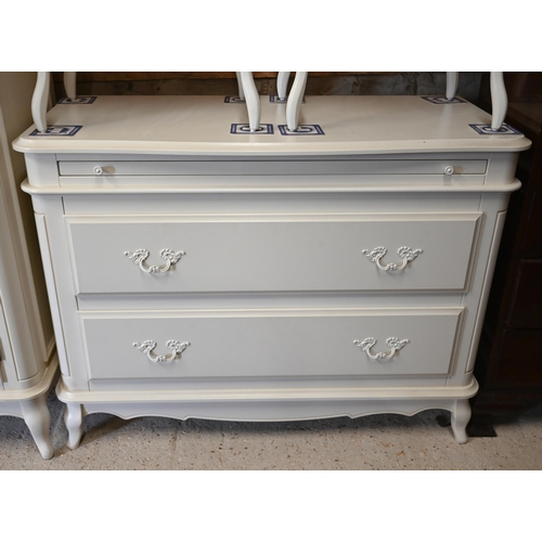 264 - Laura Ashley 'Provencale' Ivory bedroom chest fitted with brushing slide over two drawers, 110 x 52 ... 