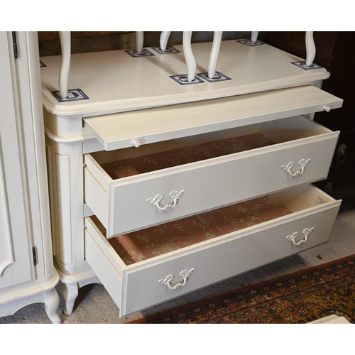 264 - Laura Ashley 'Provencale' Ivory bedroom chest fitted with brushing slide over two drawers, 110 x 52 ... 