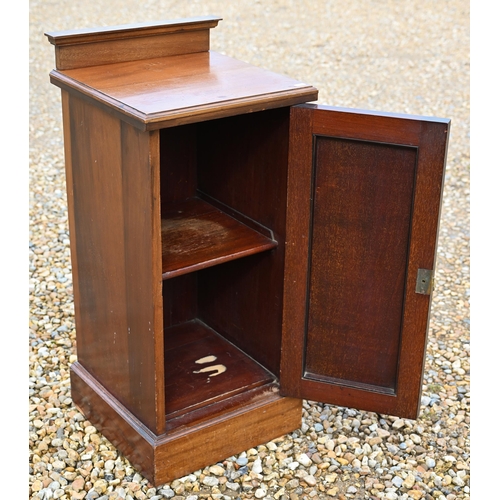 275 - Edwardian walnut bedside cabinet with panelled door a/f, 38 x 38 x 82 cm h