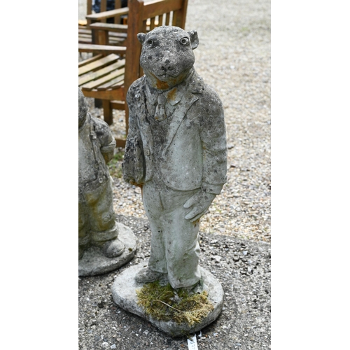 3 - A set of four cast stone 'Wind in the Willows' character garden figures, Ratty, Mr Toad, Mole and Ba... 