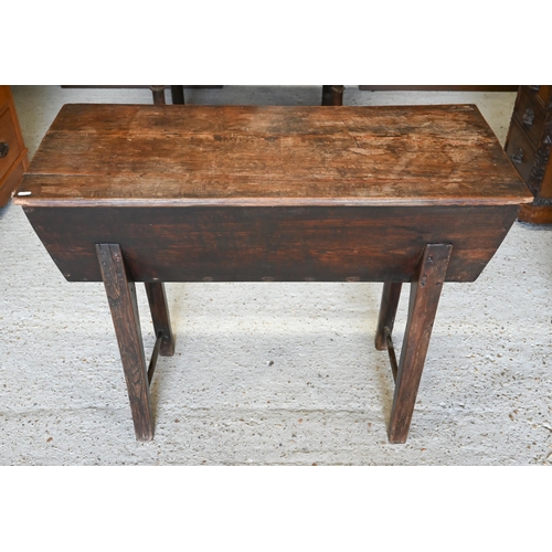 308 - An antique oak and elm dough bin of traditional vernacular construction, 105 x 50 x 80 cm h