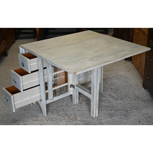 310 - #A painted drop leaf dining table with three drawers to each side, 150 x 95 x 74 cm h o/a