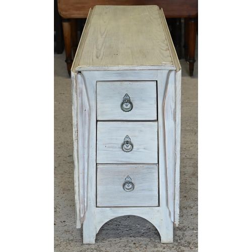 310 - #A painted drop leaf dining table with three drawers to each side, 150 x 95 x 74 cm h o/a