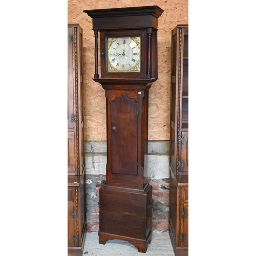 316 - An 18th century oak Welsh 30-hour longcase clock, brass and silvered 'four seasons' dial with date a... 