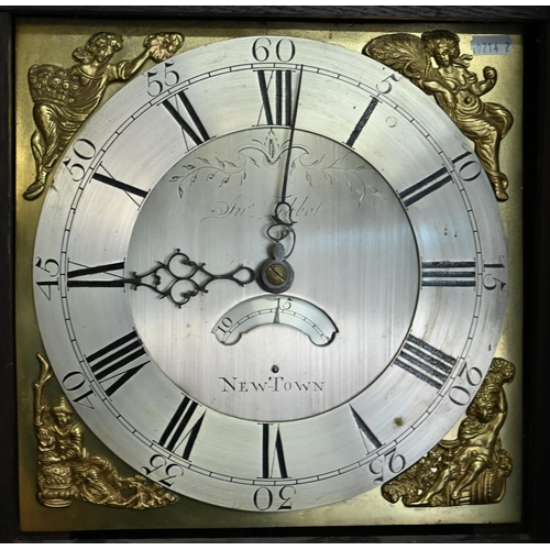 316 - An 18th century oak Welsh 30-hour longcase clock, brass and silvered 'four seasons' dial with date a... 