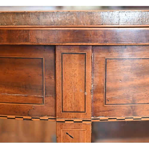 318 - #A 19th century mahogany folding demi-lune card table with baize lining, 92 x 45 x 70 cm h a/f