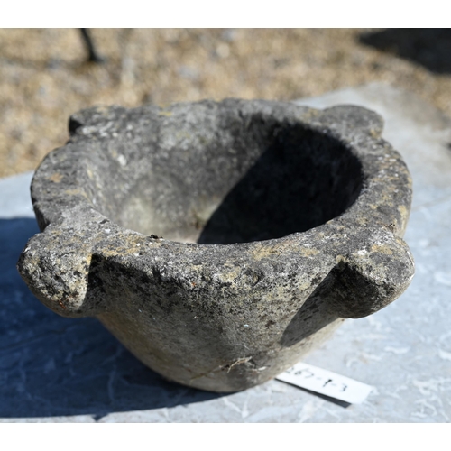 32 - An antique weathered marble mortar, 35 cm dia.