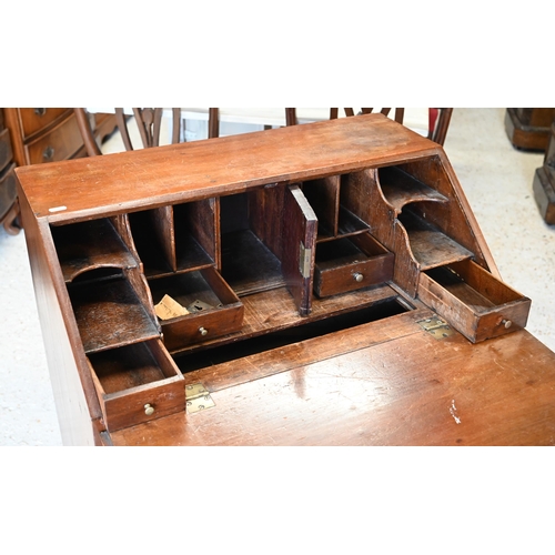 326 - Small mahogany fall front bureau with four drawers, raised on bracket feet, 70 x 44 x 92 cm h