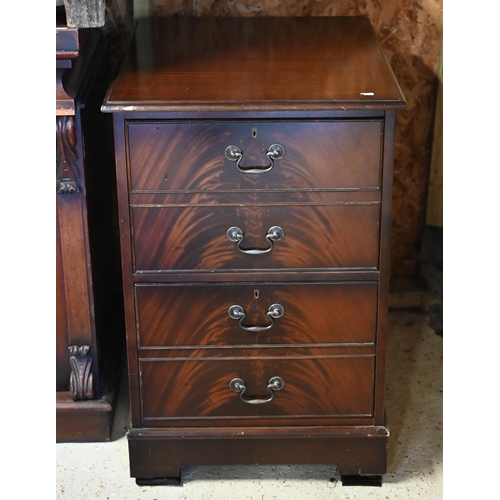 328 - A mahogany veneered two drawer filing chest and two tier drinks trolley with single drawer (2)