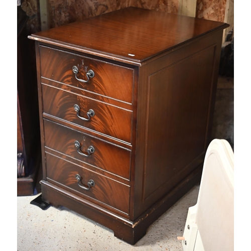 328 - A mahogany veneered two drawer filing chest and two tier drinks trolley with single drawer (2)