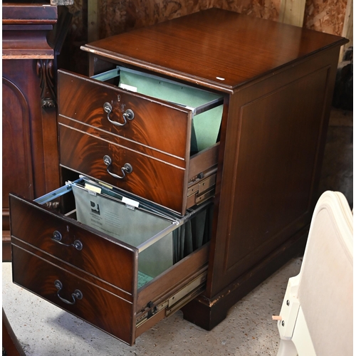 328 - A mahogany veneered two drawer filing chest and two tier drinks trolley with single drawer (2)