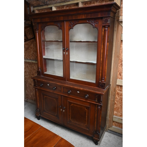 347 - #A 19th century mahogany cabinet bookcase, 152 x 45 x 226 cm h, a/f