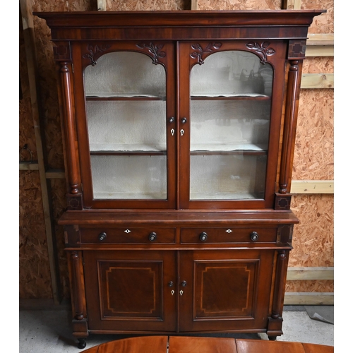 347 - #A 19th century mahogany cabinet bookcase, 152 x 45 x 226 cm h, a/f