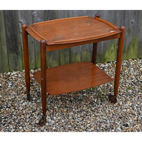 348 - A small mahogany folding games table to/w two tripod occasional tables, a small oak bookcase, nest o... 