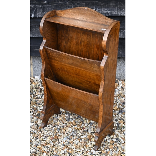 348 - A small mahogany folding games table to/w two tripod occasional tables, a small oak bookcase, nest o... 