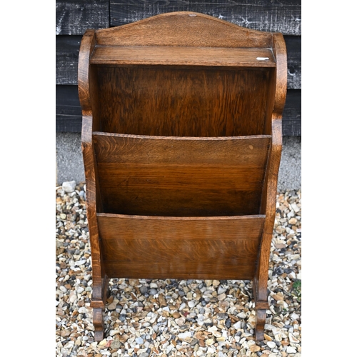 348 - A small mahogany folding games table to/w two tripod occasional tables, a small oak bookcase, nest o... 