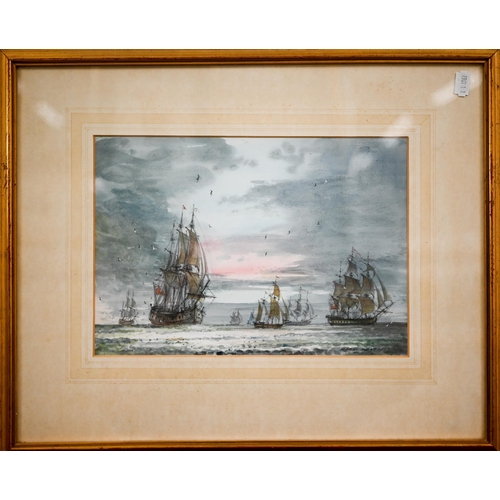 366 - H Fostersmith - 'The Warspite', off Charlton, watercolour, signed and dated '94, 25 x 35 cm to/w Chr... 