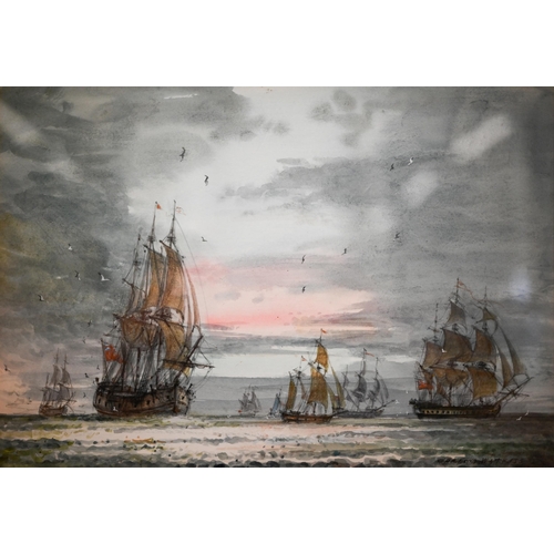 366 - H Fostersmith - 'The Warspite', off Charlton, watercolour, signed and dated '94, 25 x 35 cm to/w Chr... 