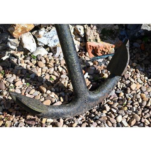 37 - A traditional cast iron ship's anchor, 76 cm h plus screw fitting