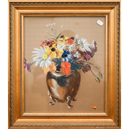 371 - #Malcolm H MacLellan - Still life study with flowers, pastel, signed lower left, 37 x 31 cm