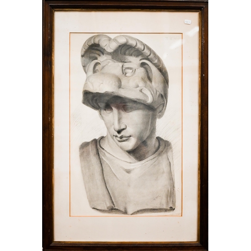 373 - R Mc? - Pencil study of a Grecian bust, indistinctly signed, 66 x 40 cm