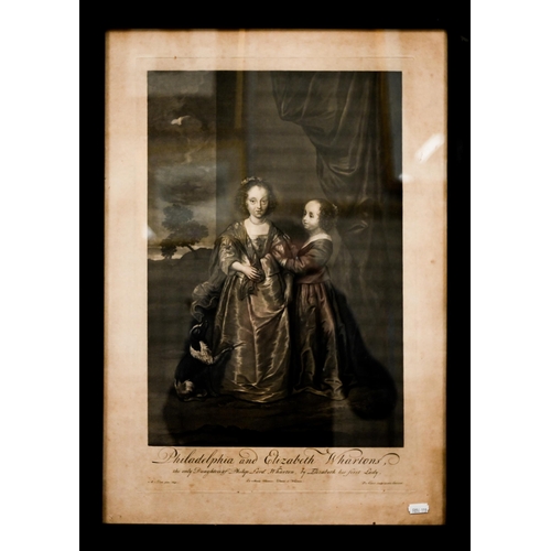 392 - #Two 18th century engravings - 'Philadelphia and Elizabeth Whartons', after van Dyck, by Gunst, 52 x... 