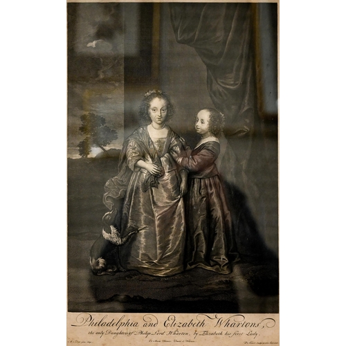 392 - #Two 18th century engravings - 'Philadelphia and Elizabeth Whartons', after van Dyck, by Gunst, 52 x... 