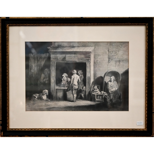 393 - #Two 19th century French narrative etchings in the manner of Meissonier, 22 x 32 cm and 25 x 38 cm (... 