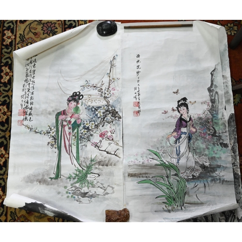 402A - A collections of 20th century traditional Chinese paintings on paper and silk depicting various land... 