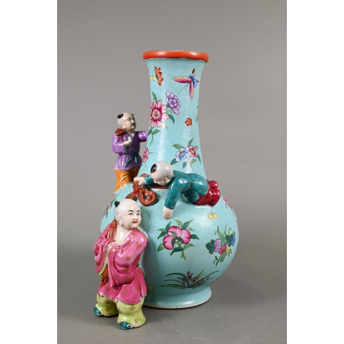 405 - Two modern Chinese 'boys' vases with Qianlong and Yongzheng marks but post Qing dynasty, 38 cm high ... 