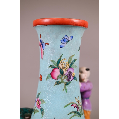 405 - Two modern Chinese 'boys' vases with Qianlong and Yongzheng marks but post Qing dynasty, 38 cm high ... 