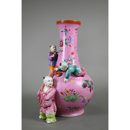 405 - Two modern Chinese 'boys' vases with Qianlong and Yongzheng marks but post Qing dynasty, 38 cm high ... 