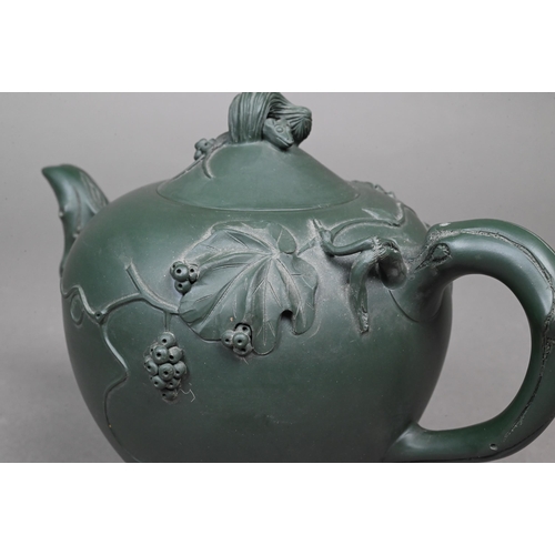 406 - Seven various Chinese Yixing teapots including a 'tree-trunk' example signed 'Rong Ying' and cylindr... 