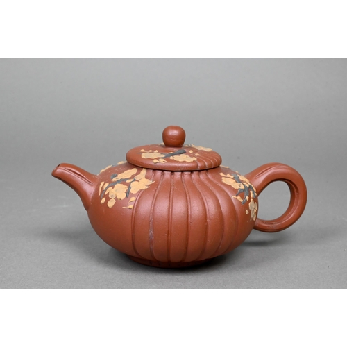 406 - Seven various Chinese Yixing teapots including a 'tree-trunk' example signed 'Rong Ying' and cylindr... 