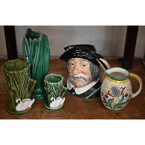 439 - #Various decorative ceramics including Sylvac, Doulton character jug 'Sancho Panza', etc (box)