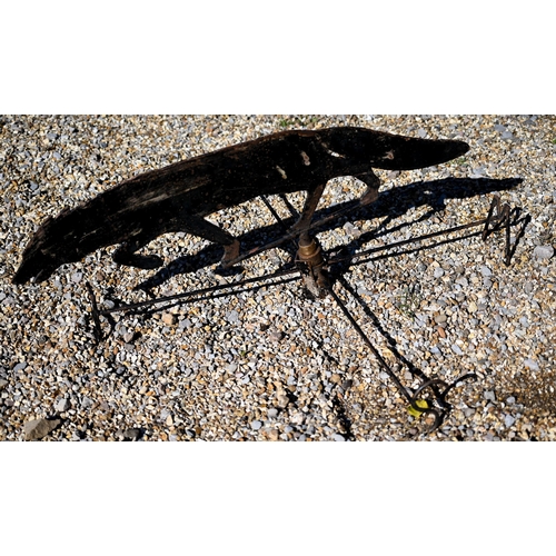 45 - A steel 'Fox' mounted weather vane, 91 cm long, a/f