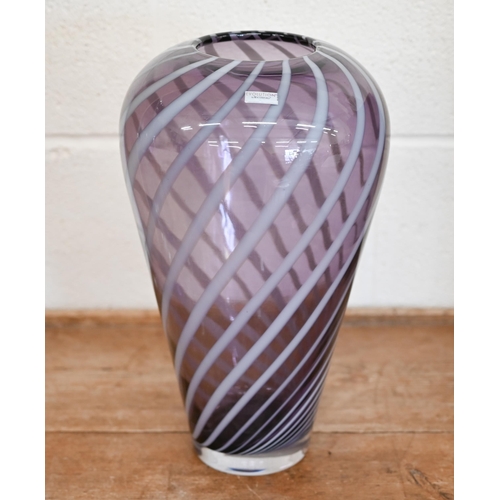 469 - A Waterford Evolution 'Urban Safari' striped and coloured glass vase, 37 cm high (boxed) to/w a cyli... 