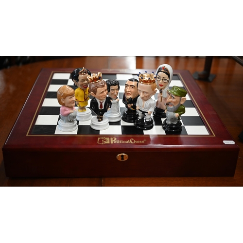 487 - A Political Chess.Com chess set (Bush & Putin etc), little used, with box