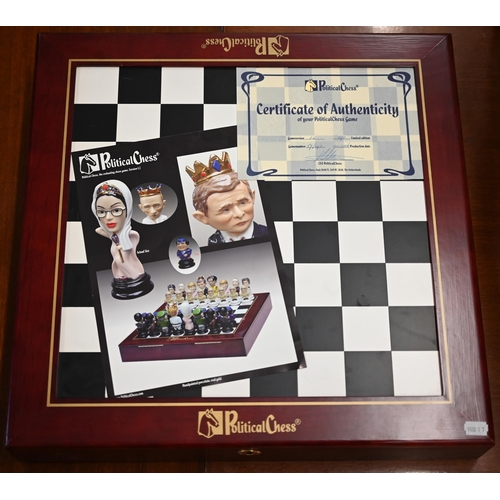 487 - A Political Chess.Com chess set (Bush & Putin etc), little used, with box