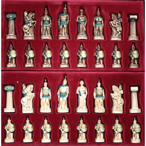 488 - An Apma set of 'Greek Warrior' chessmen (boxed) c/w resin chessboard