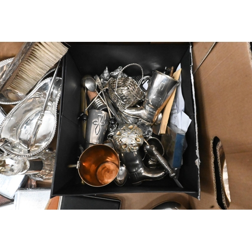 490 - Two silver-mounted scent-bottles and a quantity of ep ware, nut-crackers, cigarette cases, turned el... 