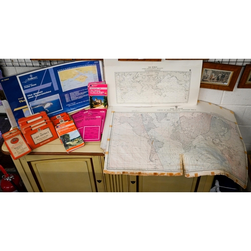 508 - #A quantity of vintage and later Ordnance Survey folding maps to/w various maritime charts etc