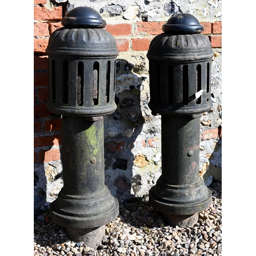 52 - Ham Baker & Co, Westminster S.W., a pair of substantial cast iron bollard form ventilators, with... 