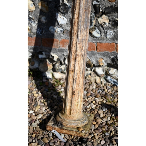 53 - A diminutive Victorian fluted cast iron lamp post, 156 cm h and a/f