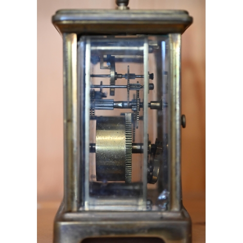 544 - A brass carriage clock a/f, to/w an Elliott walnut mantel clock (2)