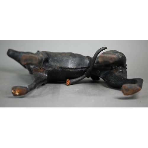 545 - A pair of painted cast iron lurchers, 30 x 36 cm approx