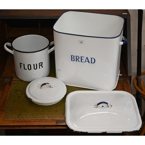 546 - Two enamel bins for flour and bread (2)