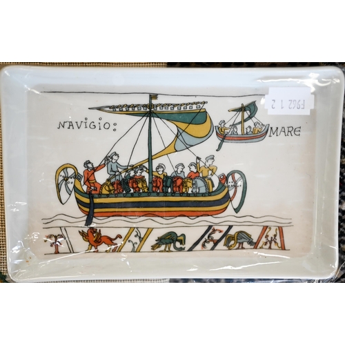 568A - #A section of the Bayeux tapestry wall hanging, and a souvenir ashtray and book etc