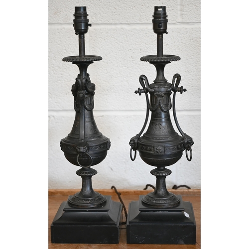 584 - A pair of spelter Baroque-style table lamps 48 cm high o/a